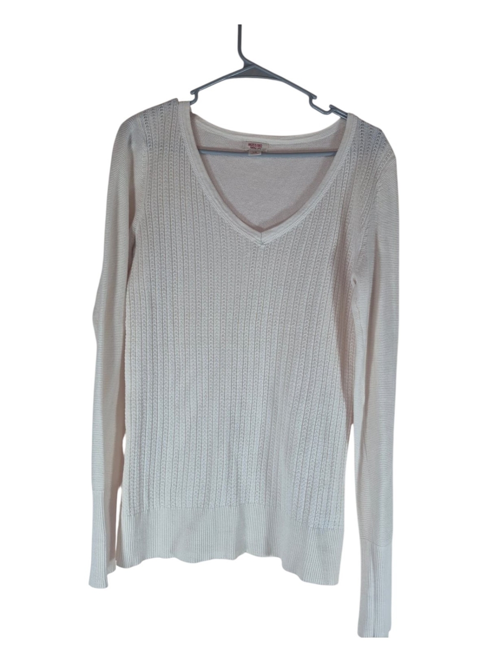 Mossimo Supply Co. Cream V-Neck Cable Knit Sweater
